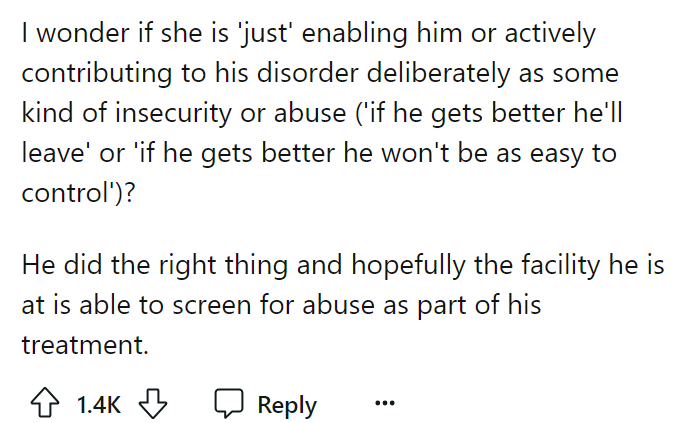 Seems like she wants to sabotage his treatment