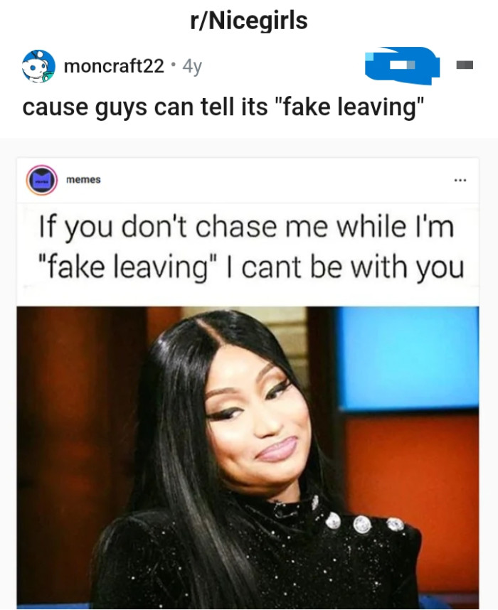 OP states that guys can't tell if the leaving is fake