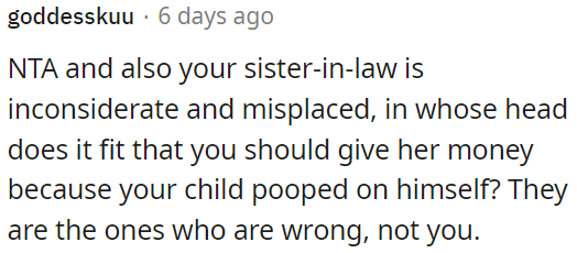 OP is not in the wrong here.