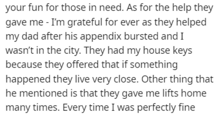 The boyfriend mentioned how many things they did for OP