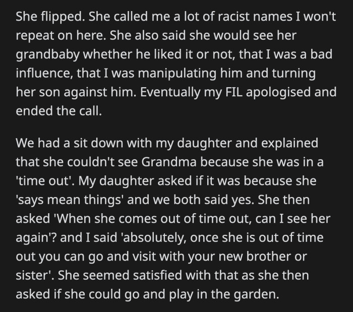 MIL refused to apologize even when threatened that she will not be allowed to see the baby