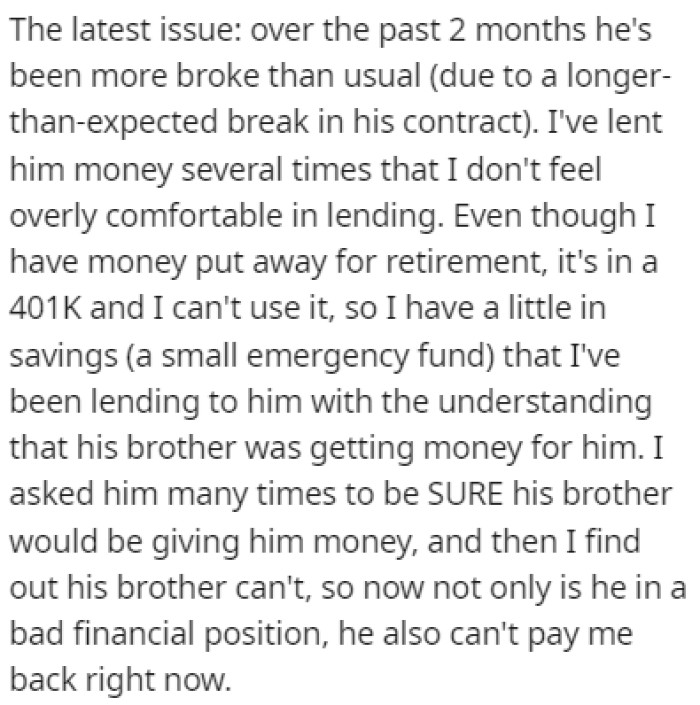 She shared the latest issue she had with her partner