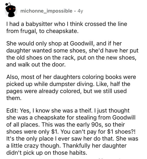 22. Shopping only at Goodwill