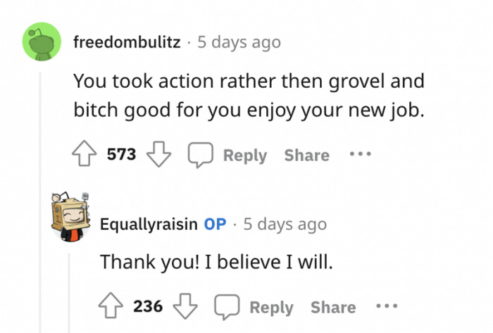 Redditors believe she did the right thing by taking action.