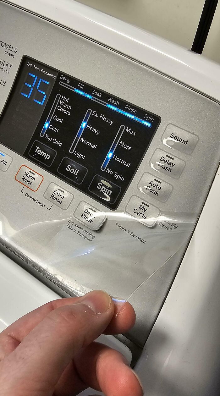 "I Thought This Plastic On My New Washer Was A Protective Film"