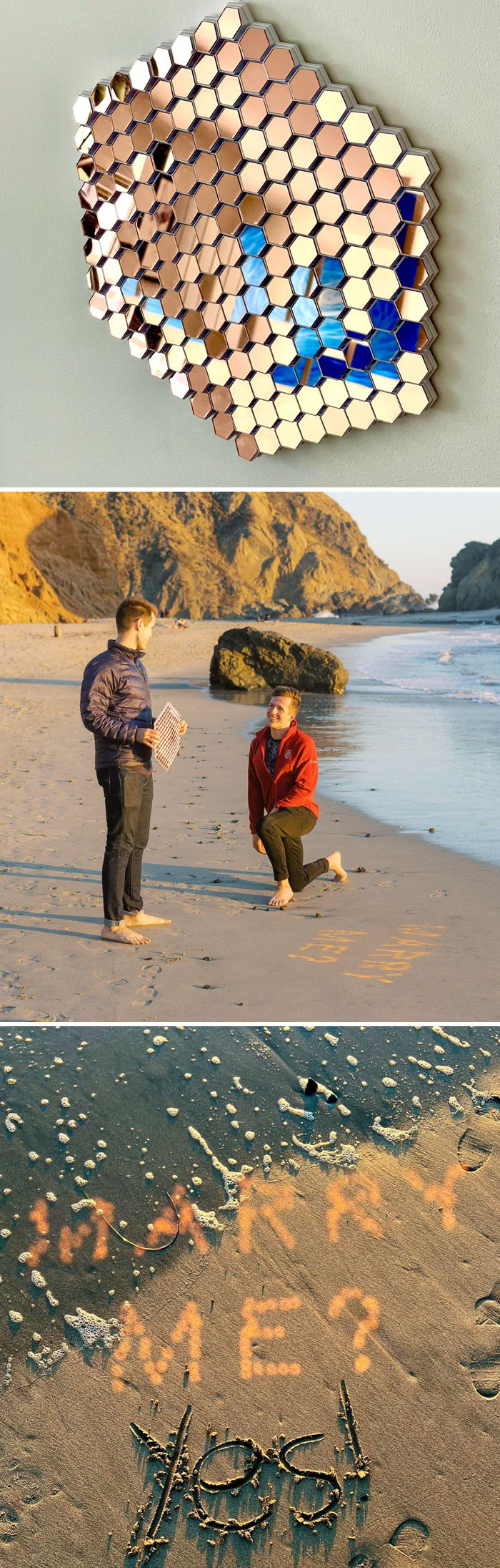 "I Designed A 3D Printed Mirror Array To Propose! The Mirrors Are Angled So That Just Before Sunset, They Reflect The Sunlight To Spell “Marry Me?”