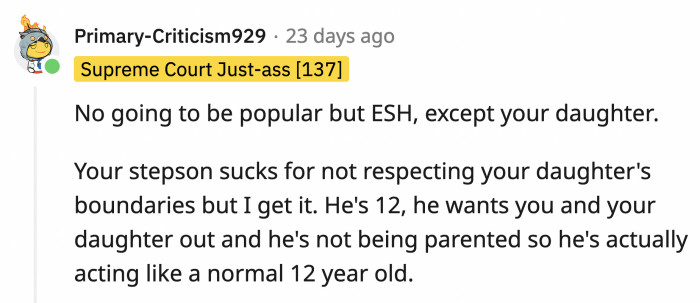 A brave Redditor went against the grain and said everyone is an a**hole except for OP's daughter.