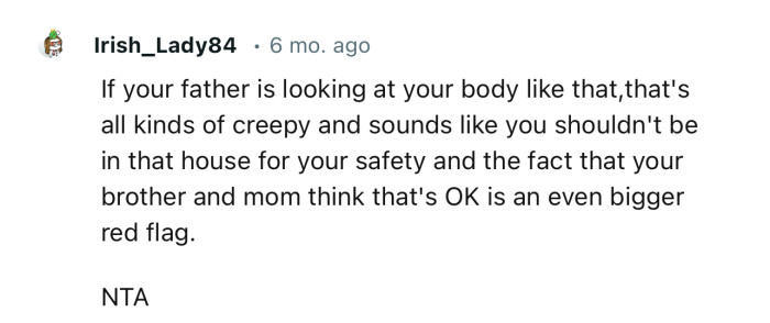 “If your father is looking at your body like that, then that's all kinds of creepy.”