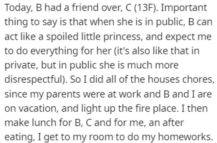 OP's sister had a friend over one day