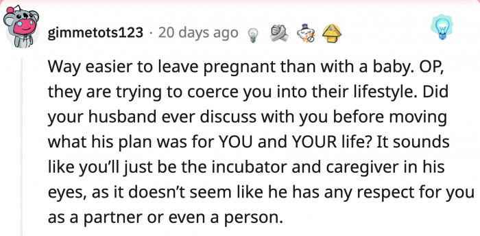 OP didn't even want to move but she didn't say anything because she knew how much the move meant to John