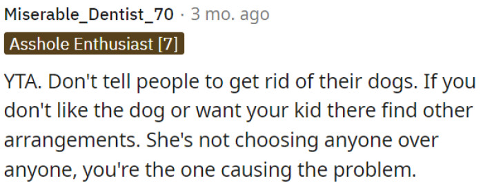 The problem lies with OP, not with the choice the person is making.