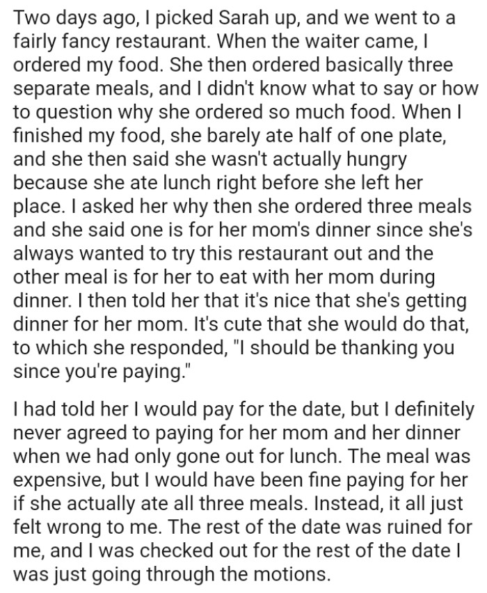 She wasn't actually hungry because she ate lunch right before she left her place