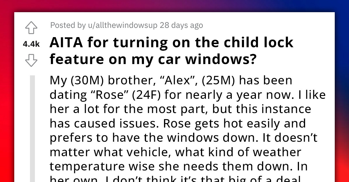Redditor Uses "Child Lock" Feature In His Car To Prevent Passenger From Opening Windows On Highway, Gets Fierce Reaction