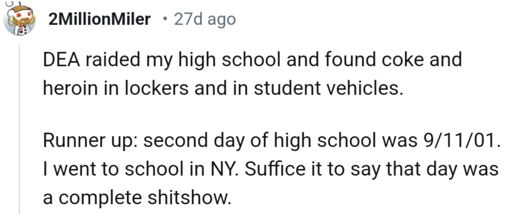 DEA raided my high school and found coke and heroin in lockers and in student vehicles