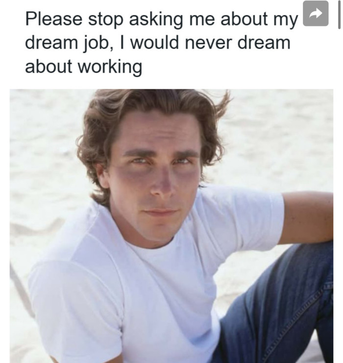 4. Who dreams about working? Do you dream about that?