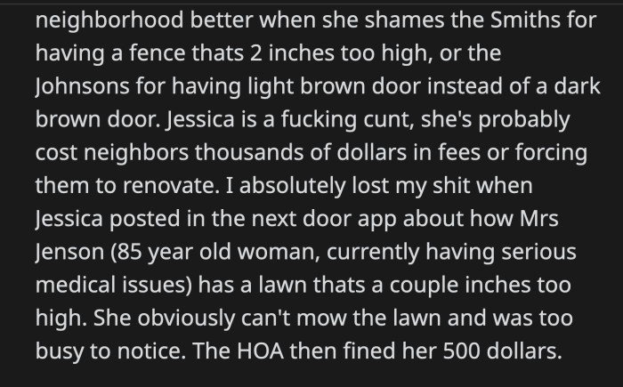 OP replied that, on the contrary, Jessica was a 