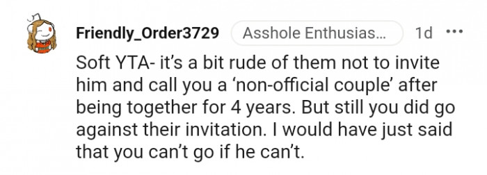 The OP still went against their invitation