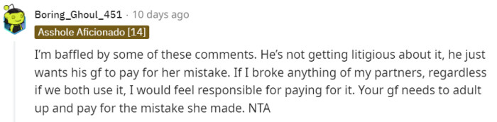 She needs to pay for the mistake she made