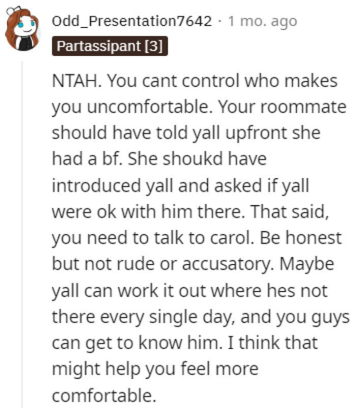 The roommate should have done this a different way