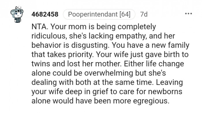 You have a new family, and that takes priority