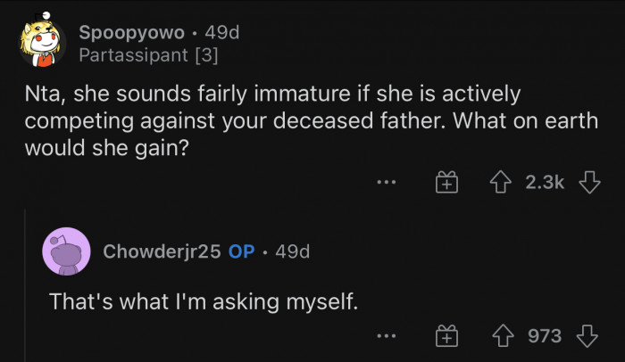 What does she have to gain from this?