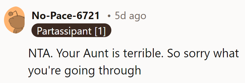 Aunt's on the naughty list. Hang in there through the storm!