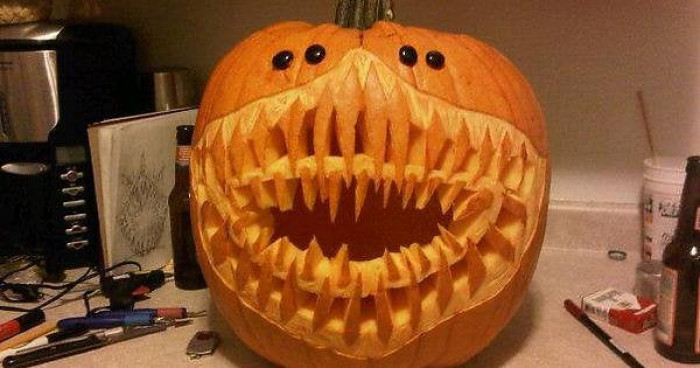 20. To make the creepiest pumpkin, apparently you just need to add a ton of teeth.