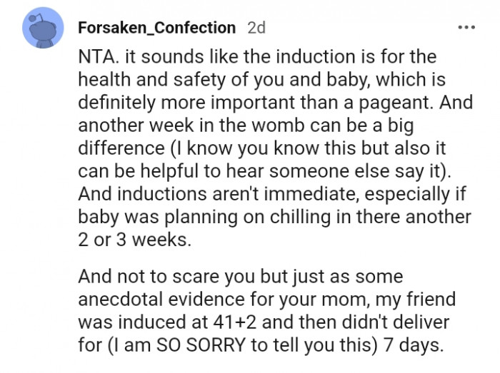 The safety of you and the baby is more important