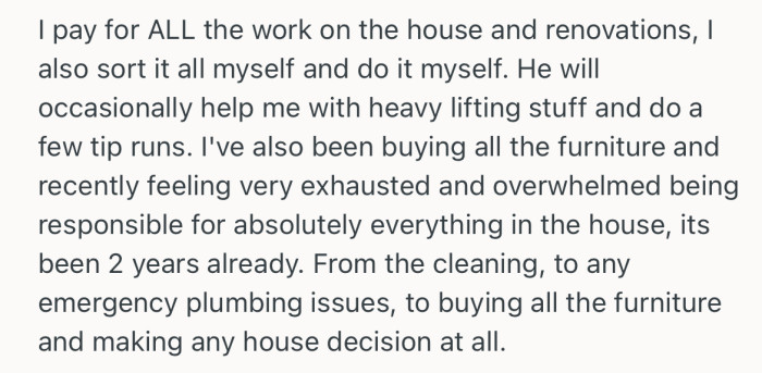 OP has been paying for everything without any contribution from her boyfriend