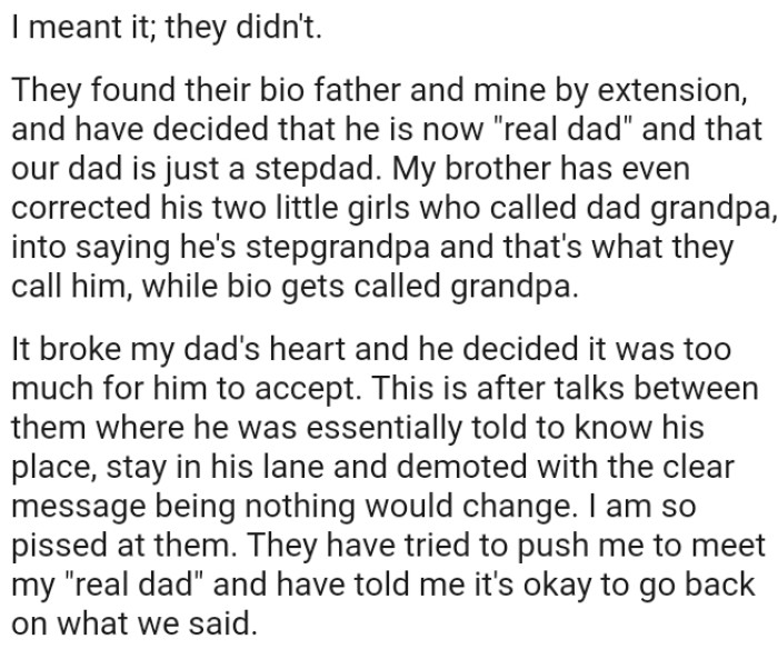 OP's brother has even corrected his two little girls who called dad grandpa