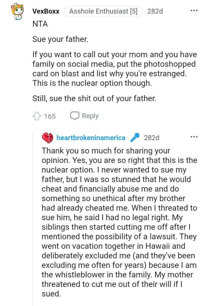 And the comments from other Redditors roll in...