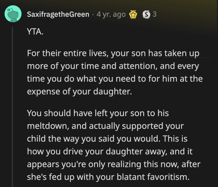 It was the last promise OP's daughter allowed her to break.