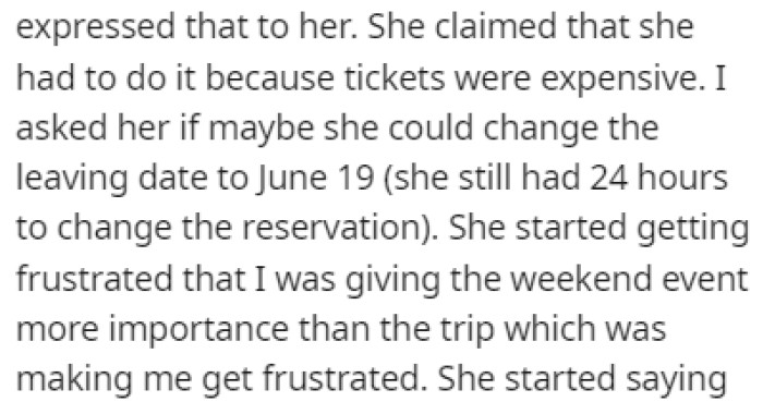 When OP suggested that her mom change the date, she got frustrated