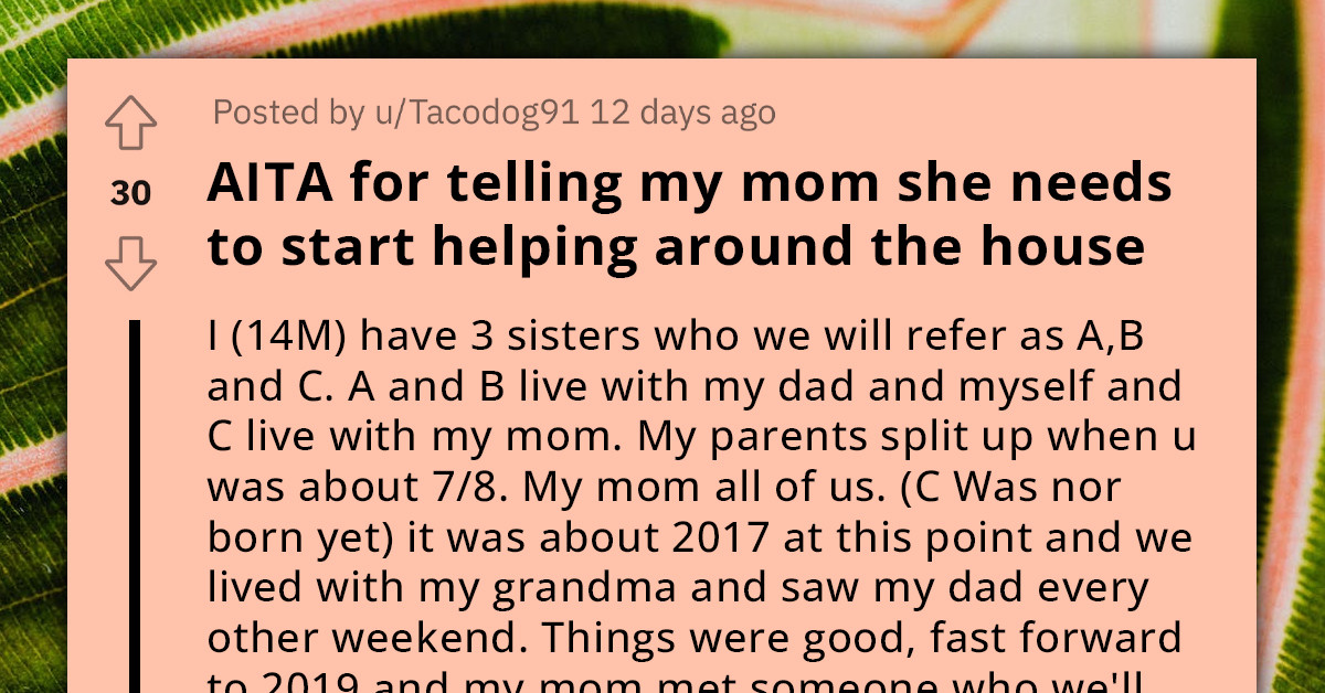 14 Y.O Boy Wants Mom To Start Helping Around The House Because She Is The One That Wants It Spotless But Doesn't Contribute