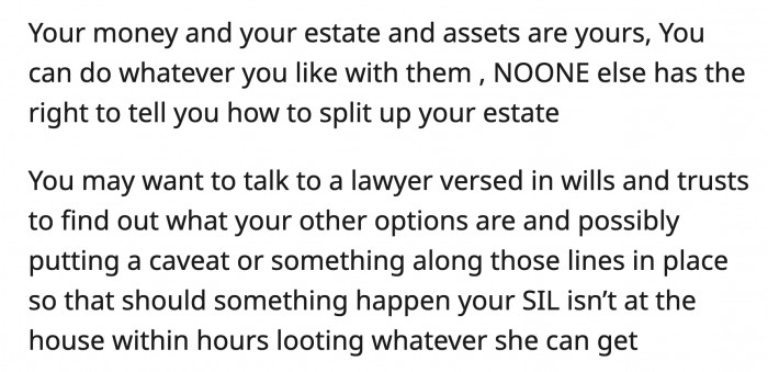 OP should be even more proactive and set up an ironclad will