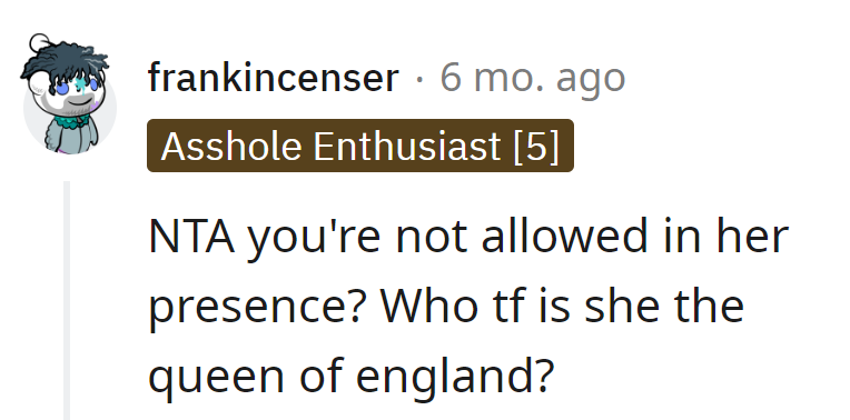 Last time Sam checked, Beth isn't the Queen of England, just the queen of drama.