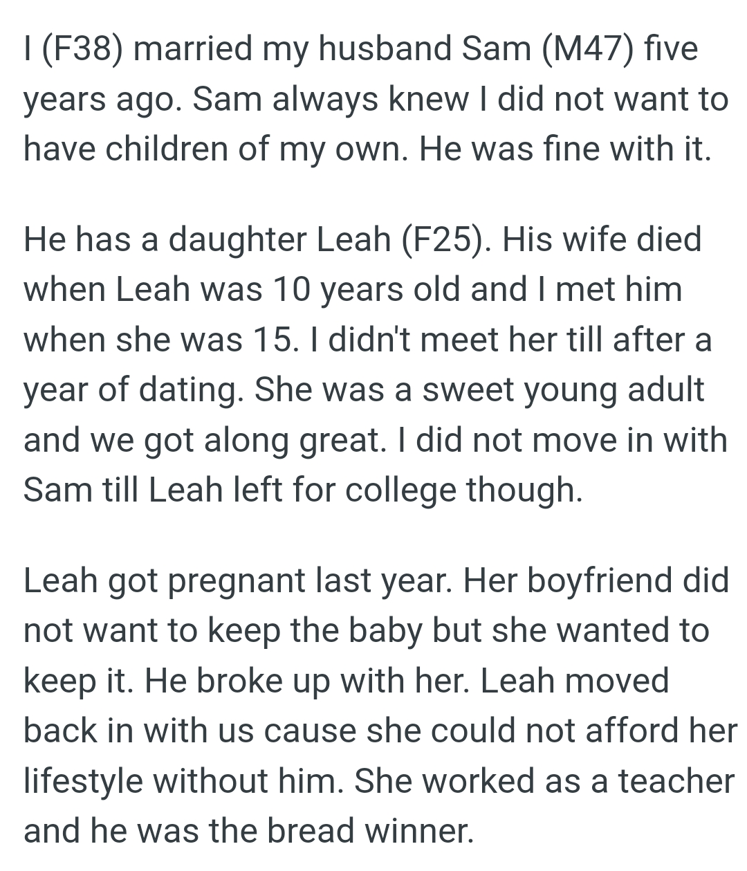 The OP's stepdaughter is a sweet young adult and they got along great