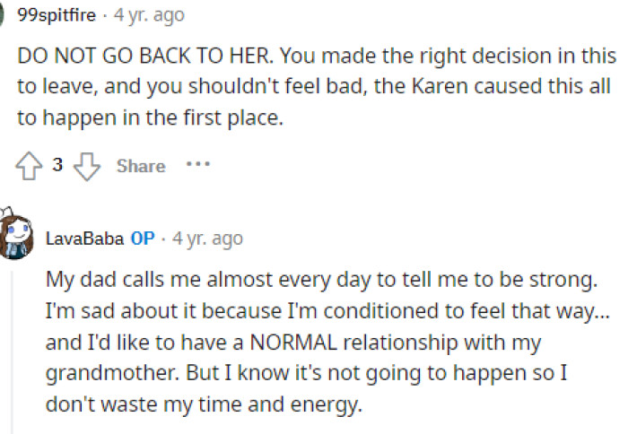 OP isn't planning on talking to Karen ever again, and we wouldn't either after all of this.