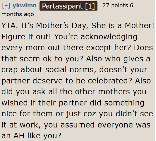 People are criticizing this guy's social norm.