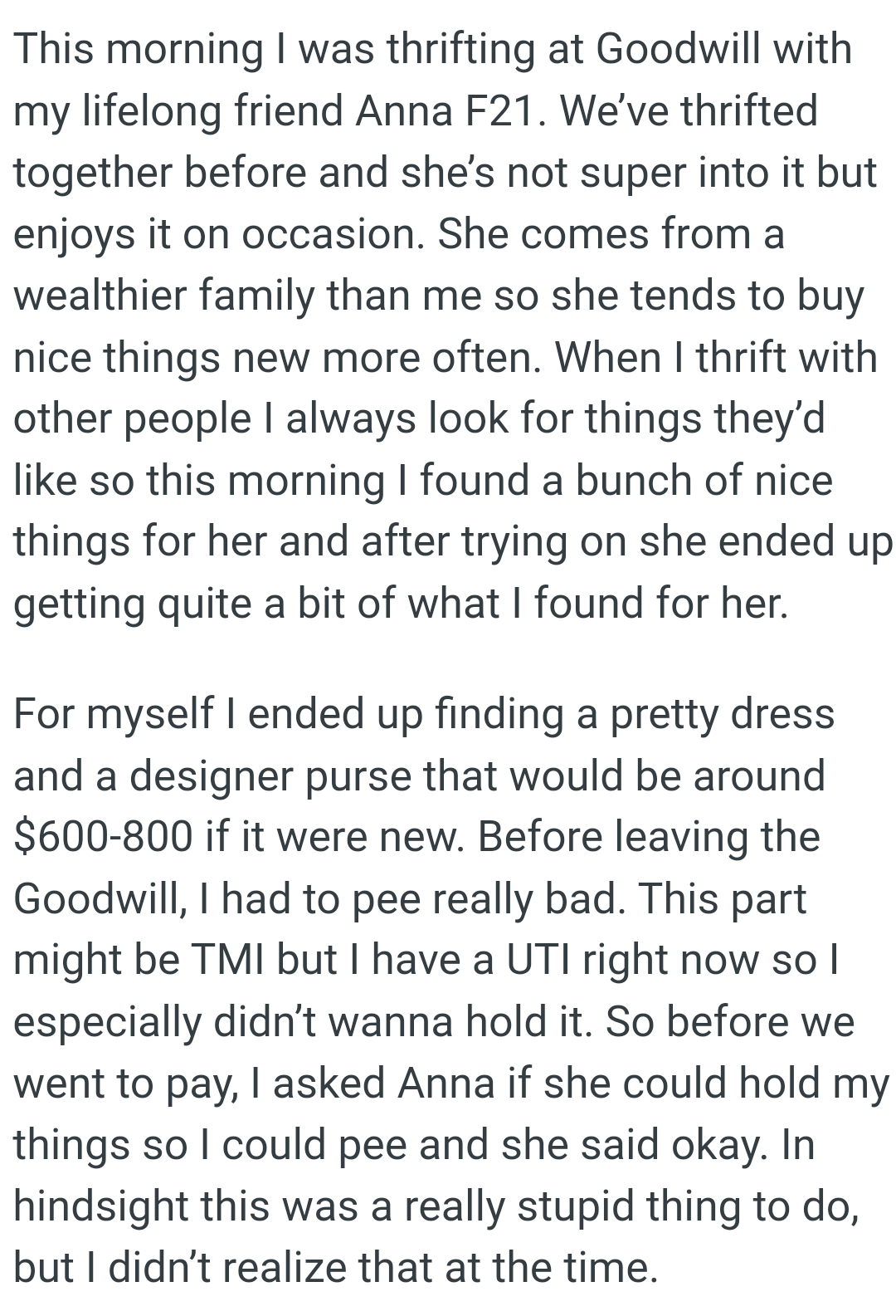 When the OP Thrifts with Other People, She Always Looks for Things They’d Like