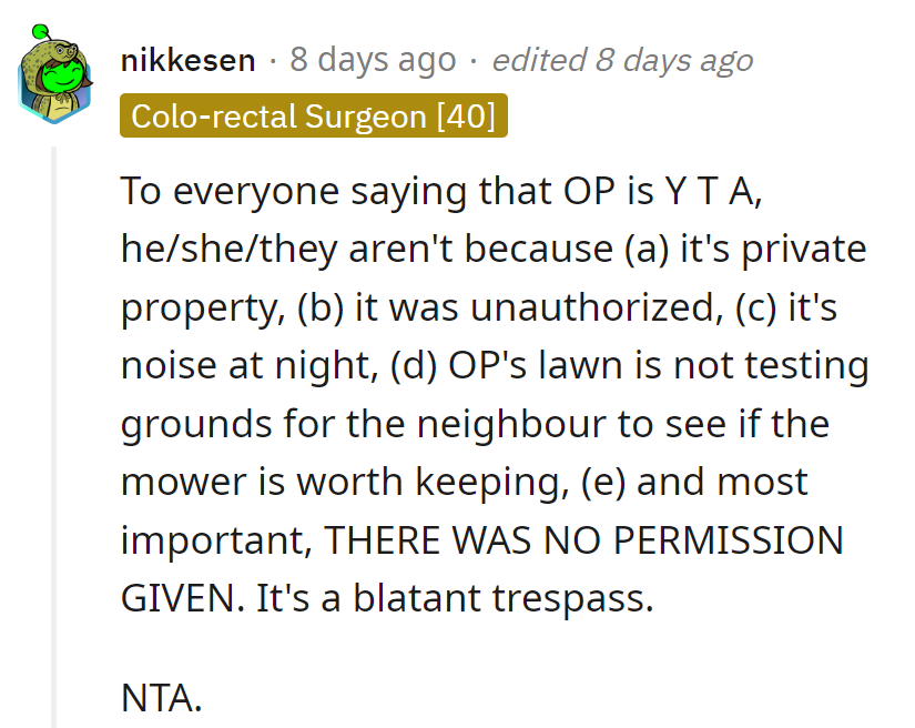 Permission slips weren't handed out with the lawnmower manual. Nuff said.