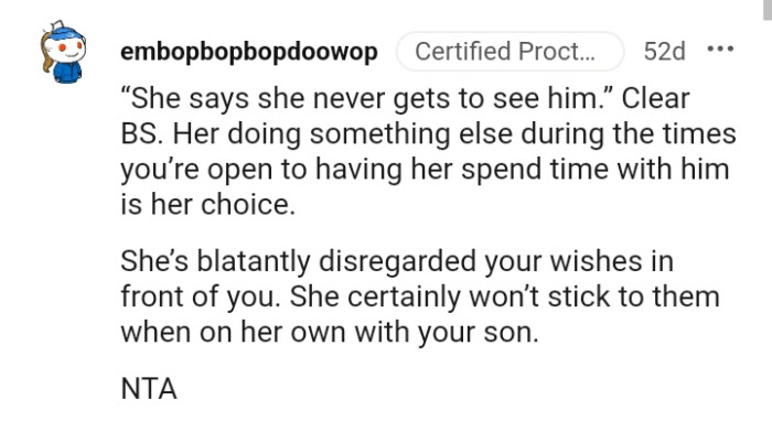 She blatantly disregarded OP's wishes in front of her