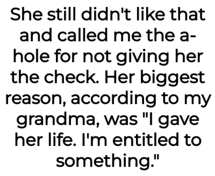 OP's mom is being weirdly entitled