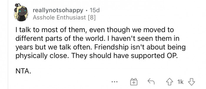 A lot of people need to hear this because friendship can be long distance.