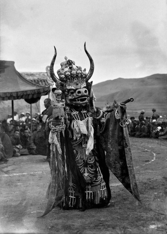 "A Tsam Mask Dance At Ulaanbaatar, Mongolia, c. 1925 [670x550]"