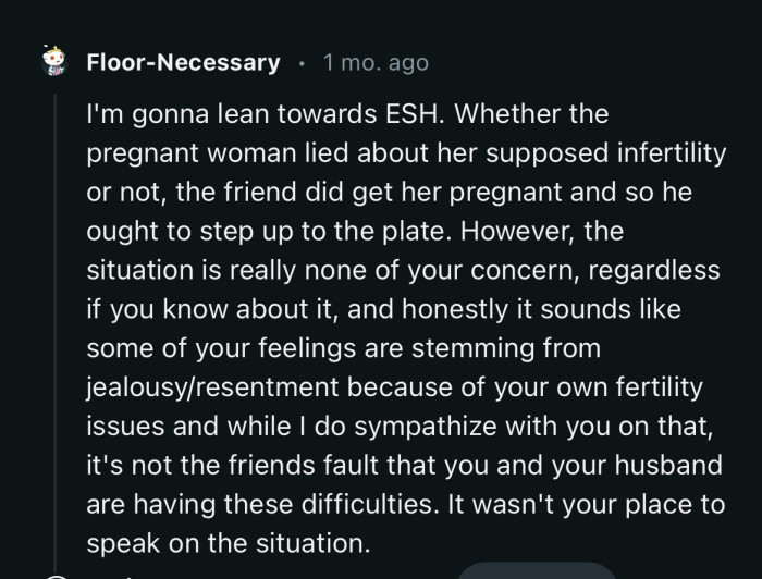 The situation is none of the OP’s concern even though she knows about it