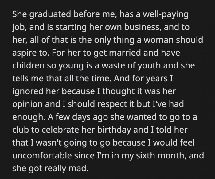 Adding that she doesn't know how else to tell OP that her life is a failure and that she will soon regret the decisions she made