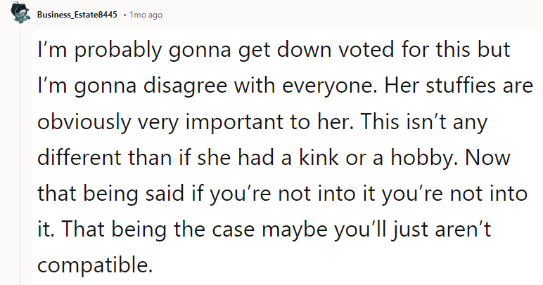 Her stuffies are obviously very important to her.