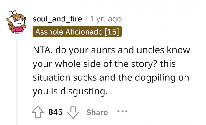 Don't assume that your parents didn't do something to cover up for their favorite daughter.
