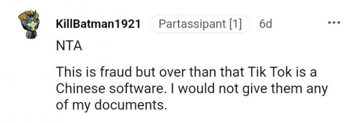 This Redditor won't give them any of their documents